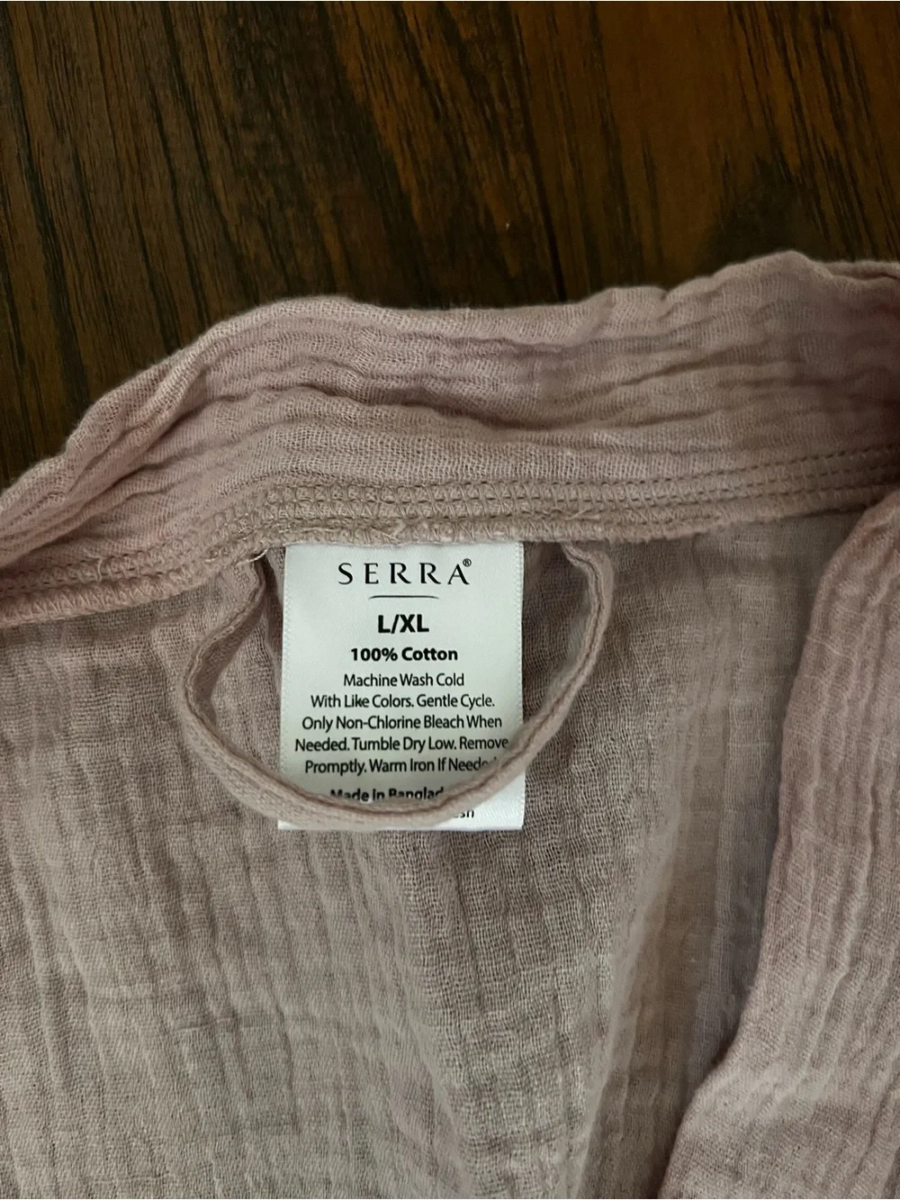 Serra Light Pink Cotton Robe with Tie Waist